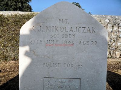MIKOLAJCZAK Antoni Jan
- 22 ans -
Pilote POLISH AIR FORCE - 301 squadron
Décédé 27.07.1945 

