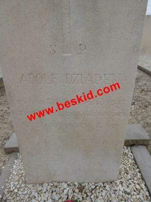 DZIADEK Adolf
Soldat Camp américain de Jeumont
Né 30-09-1929 (PL)
Décès 08-06-1955 La Rochelle (17) 
04 rue Aufrédi
Résident à Chinon (37)
25 ans
Copyright Frania 
Copyright photo Anusia
