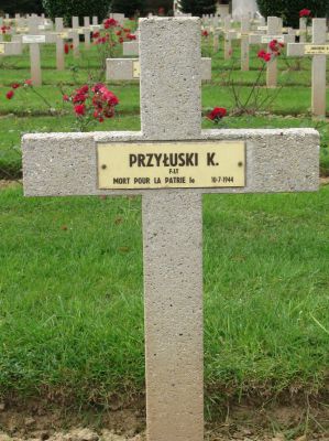 PRZYLUSKI Kazimierz
- 27 ans -
Né 11.08.1916 Human (Russie)
Décès 10.07.1944 Thiville (28)
Matricule P 0838
Polish Air Force
305ème Escadron Wielkopolskie
Lieutenant
Tombe 8 - Carré II - Rang AA
copyright photo Piotr Packowski
copyright Frania
