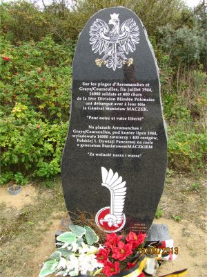 Plages du débarquement
Arromanches-Graye-Courseulles
Juillet 1944
1ère D.B.P. Général MACZEK Stanislaw

